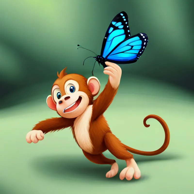 Monkey crashing into a butterfly