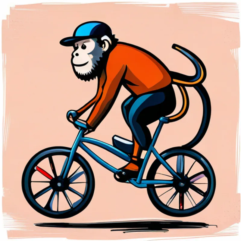 Monkey riding a bike in circles