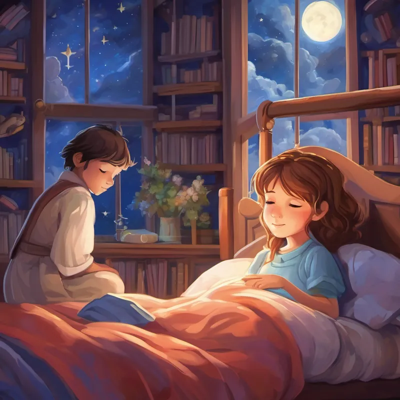 So, every night before people went to sleep, they would say a little prayer of gratitude for the Sleep Guardian, who had taught them the importance of kindness, understanding, and how love could transform even the scariest of situations into something beautiful. And Emma, Jack, and Lily, proud of their accomplishment, drifted off to sleep every night, knowing they had made a difference in the world – even in their dreams.