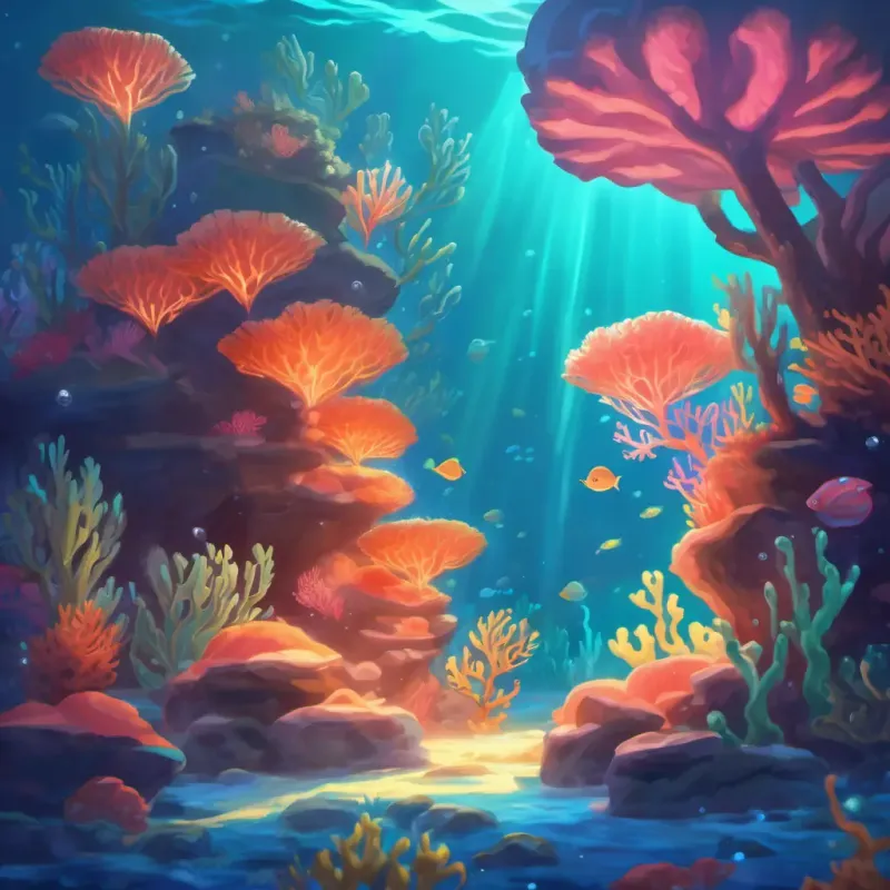 Coral discovering a mysterious glowing object near the reef.