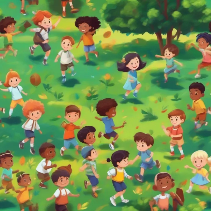 Kids from different backgrounds playing together in the park
