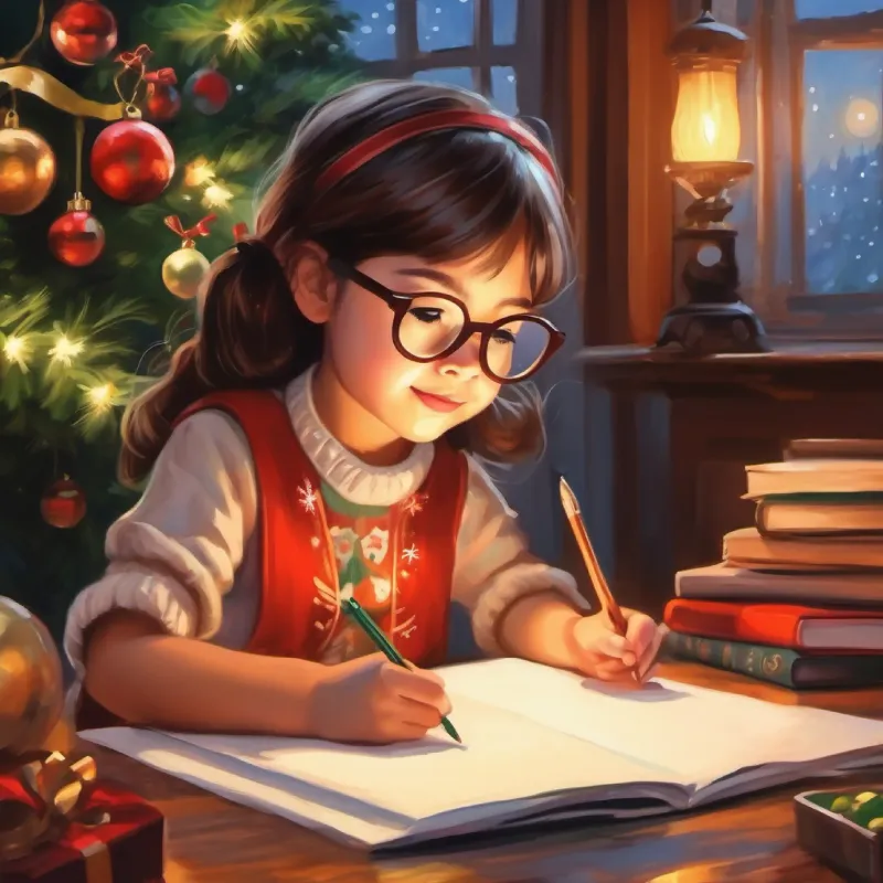 Kids engage with Quiet girl, small eyes, glasses, hidden talent in drawing, she shares her creativity.