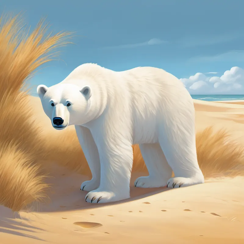 To Andy's surprise, he found Percy the Polar Bear and Sandy the Sand Dune waiting for them. Percy, with his snowy white fur, had just come back from the icy North Pole, and Sandy, with his golden grains, had returned from a scorching desert. Andy couldn't believe it! Flora introduced them, and soon they formed the 'Climate Crew'. With their expertise in different climates, they were the perfect team to help Andy explore the world.