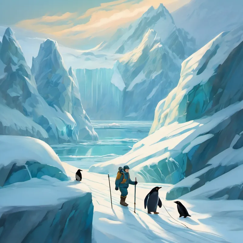 Their first adventure took them to the icy poles. Andy donned his warmest clothes as they trekked through the snow and ice. Percy showed them how polar bears stay warm and swim in freezing water. Flora and Sandy explained how the icy poles are important for regulating the Earth's temperature. Andy couldn't believe that these icy landscapes were home to so many fascinating creatures. As they returned home, the crew shared stories of penguins, seals, and walruses.