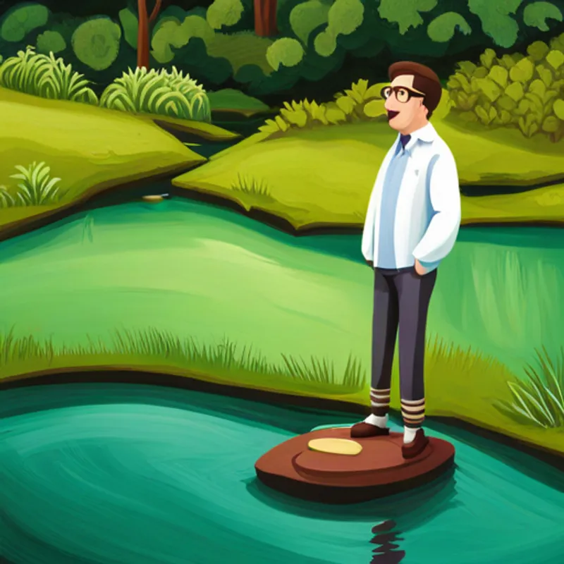 Hertz demonstrating radio waves with a pebble in a pond