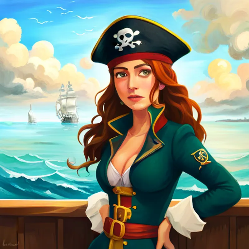 Lily pretending to be a pirate captain on the high seas