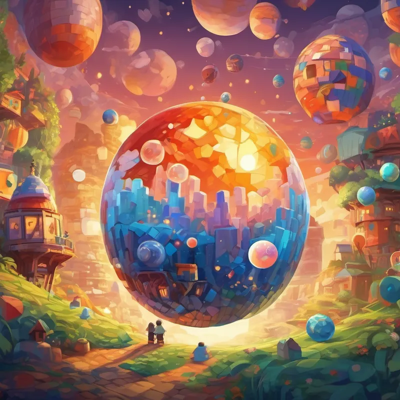 In this world full of joy and friendship, cubes and spheres started to live together in harmony. They played games, built magnificent structures, and created beautiful works of art, using both their stacking and rolling abilities. And so, Kulička and Kubík lived happily ever after, surrounded by their friends, in a world where cubes and spheres brought love, laughter, and unity. The end.