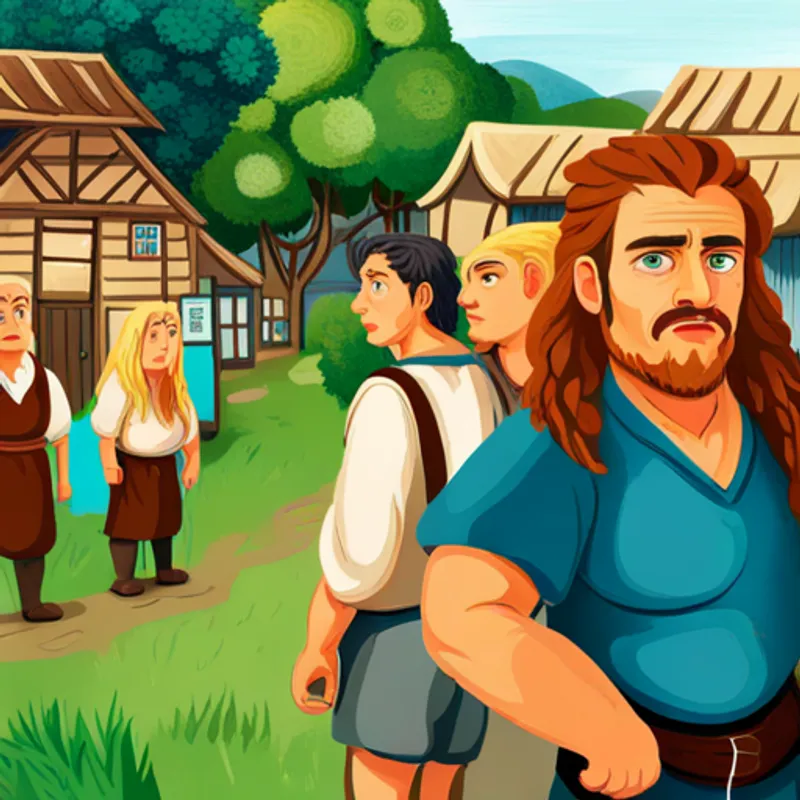 People in the village admiring Careful with long golden hair and determined blue eyes's determination