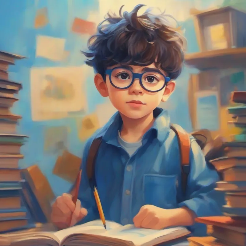 Boy with autism, kind, wears glasses, blue shirt, messy hair's classmates being inclusive and understanding towards him.