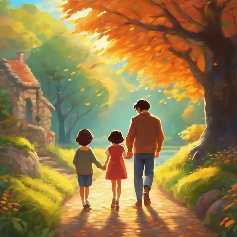 The family sharing a warm and loving moment, holding hands