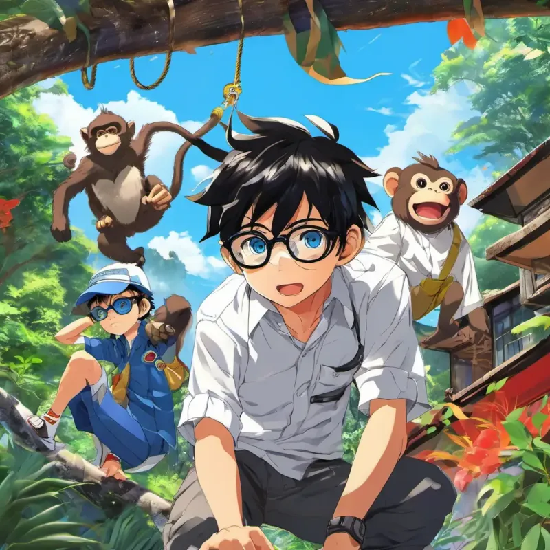 Daddy, the monkey, and the cub on a search mission.