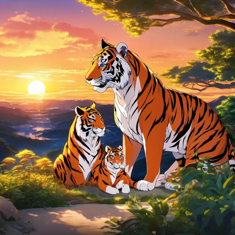 Reunion with the mommy tiger at sunset.