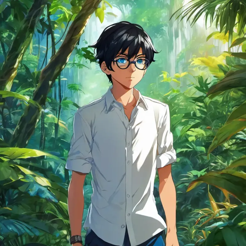 Daddy exploring the jungle attentively.