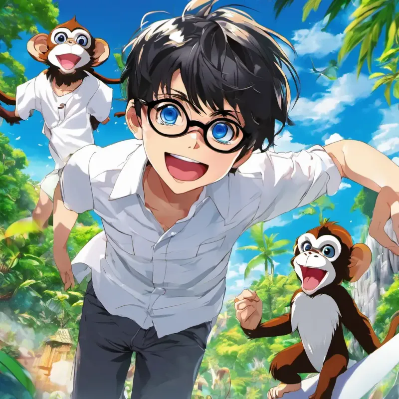 Daddy following a playful monkey.