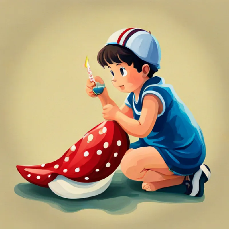 Un enfant tient un coquillage étrange dans sa main