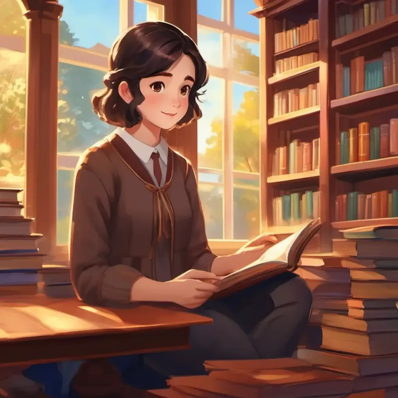 Library, Handsome, dark hair, brown eyes, kind, Beautiful, bright eyes, warm smile, loving, best friends, beautiful girl