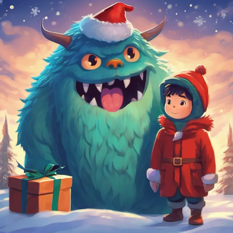 Brother monster, ensuring safety, comforting.