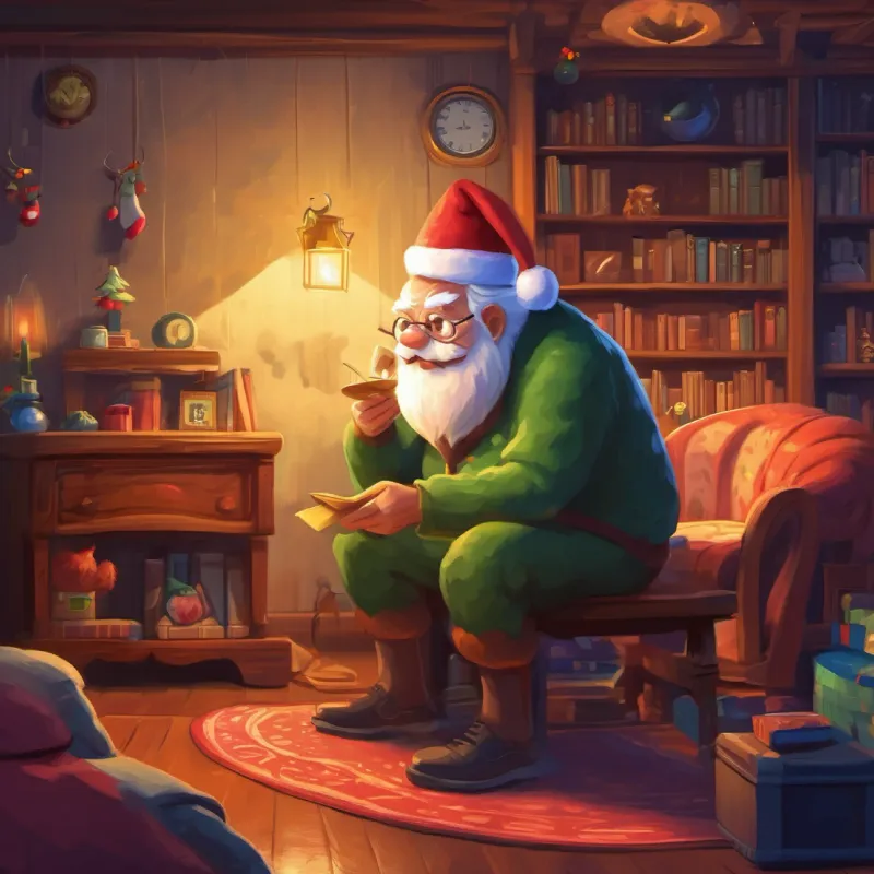 Grandpa monster, checking room, setting night mood.