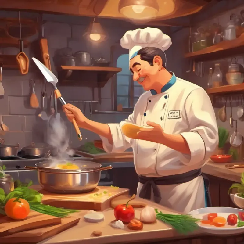 Chef teaching first hygiene rule, kitchen setting.