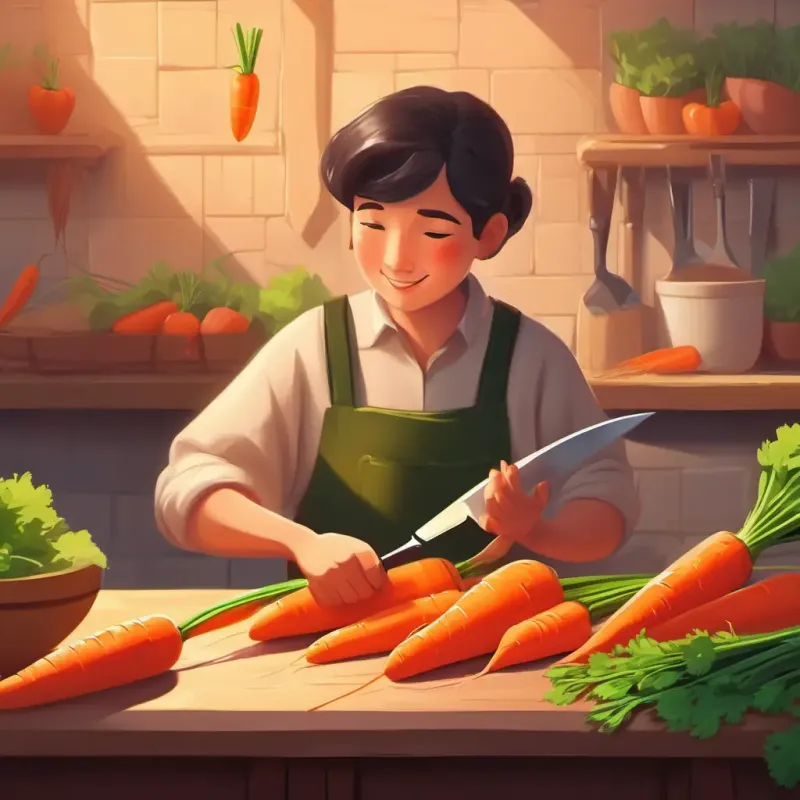 Knife practice, cutting carrots safely.
