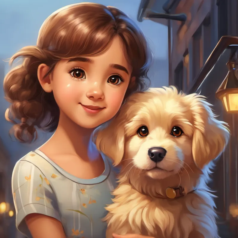 girlren and Buddy is a fluffy golden puppy with big brown eyes. grow older together