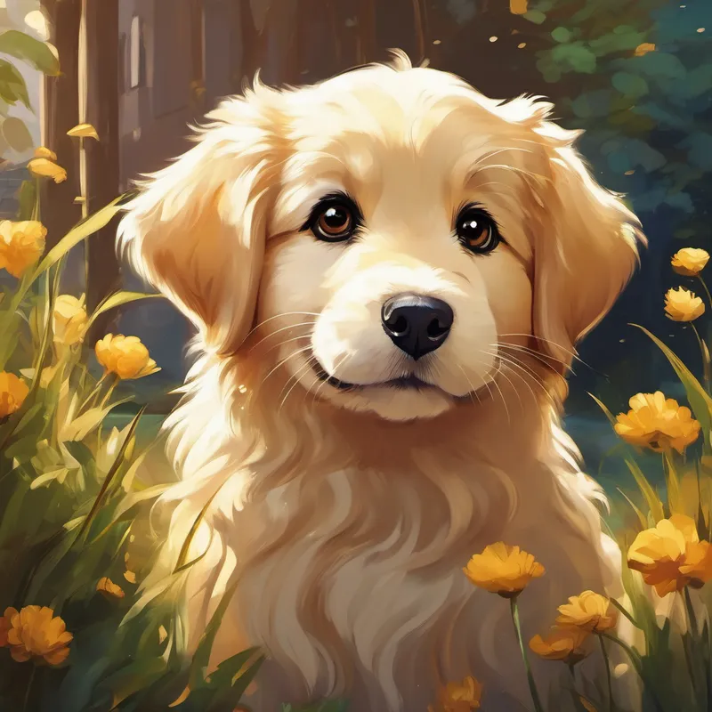 girlren say goodbye to Buddy is a fluffy golden puppy with big brown eyes. before college
