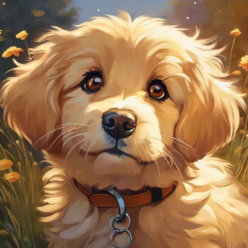 girlren are reunited with Buddy is a fluffy golden puppy with big brown eyes., their forever friend