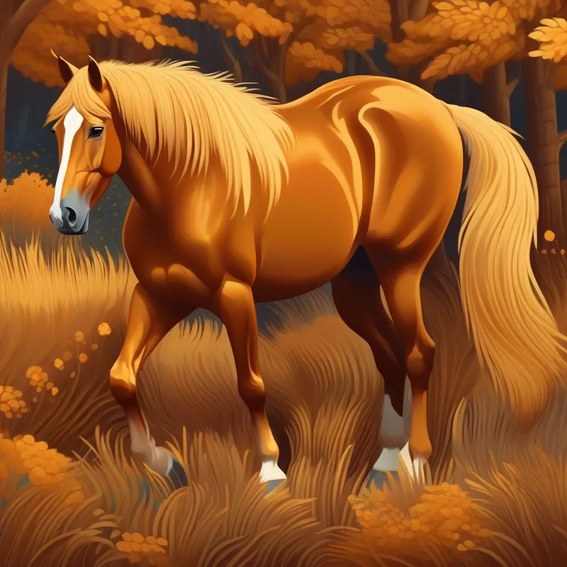 A golden-maned talking horse, color: brown