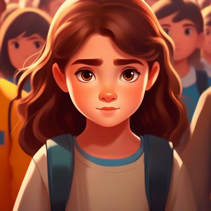 Confident, determined girl with brown hair and kind eyes's story inspires the entire school to take action against bullying.