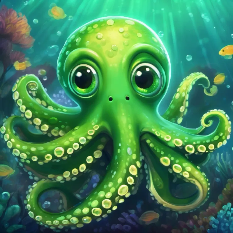 How A green octopus with twinkling eyes and a friendly smile's presence brought relief and reminded everyone to embrace fun even in serious work.