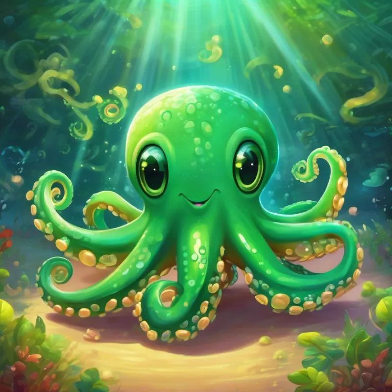 The positive impact of A green octopus with twinkling eyes and a friendly smile's dance on the employees' mood and motivation.