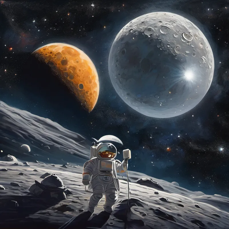 Aditya's eyes widened with awe as he realized he was about to embark on the journey of a lifetime. The Guardian explained that the moon held a teacher who had countless stories to share, meant for those who knew how to truly listen. With a warm smile, the spacecraft swirled into motion, hurtling through the vast expanse of space. Aditya marveled at the breathtaking sights, whizzing past galaxies and sparkling stars. Until finally, after what felt like an eternity, the spacecraft gently touched down on the surface of the moon.