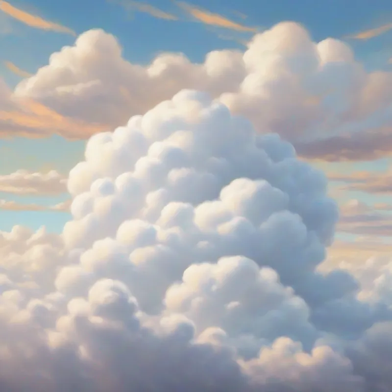 White, puffy cloud with a big smile and White, puffy cloud with a smaller smile making shapes with clouds