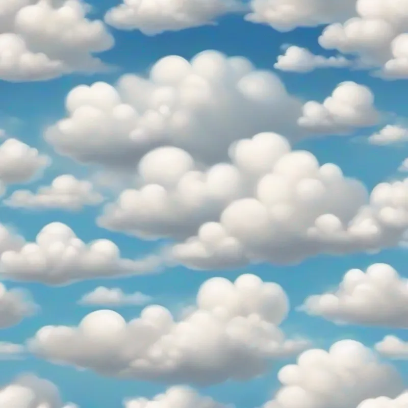 White, puffy cloud with a big smile and White, puffy cloud with a smaller smile creating various shapes happily