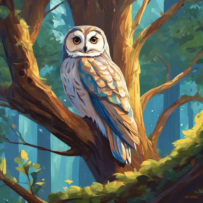 As days turned into weeks, Amelia couldn't help but feel overwhelmed by sadness. Trying to distract herself, she ventured deep into the magical forest she and Daisy would often explore. There, she stumbled upon a wise old owl perched high atop a tree branch. The owl, sensing her pain, hooted gently. "Dear child, why do your eyes bear such sorrow?"