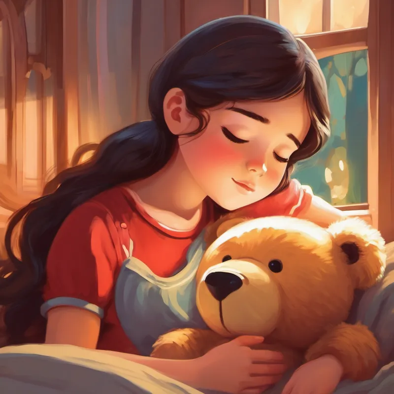 Resting her weary eyes, Lily clutched her stuffed bear, feeling comforted by the story her mother shared. As sleep gently whisked her away to dreamland, the whispered words of her mother echoed in her mind, "It's okay to feel sad, my dear, for grief is a testament to the love in your heart."