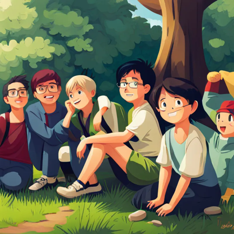 Benjamin smiling and playing outside with friends