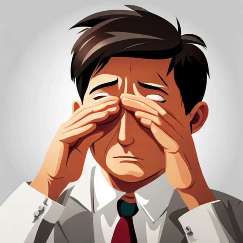 Benjamin covering his eyes with a scared expression