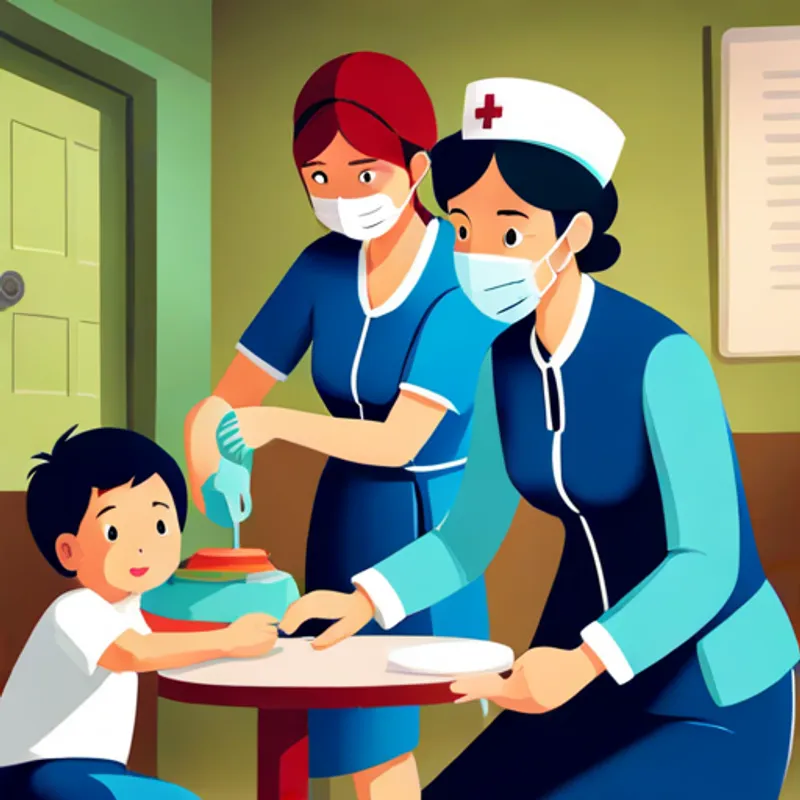 Benjamin gripping his mom's hand while a nurse prepares the vaccine