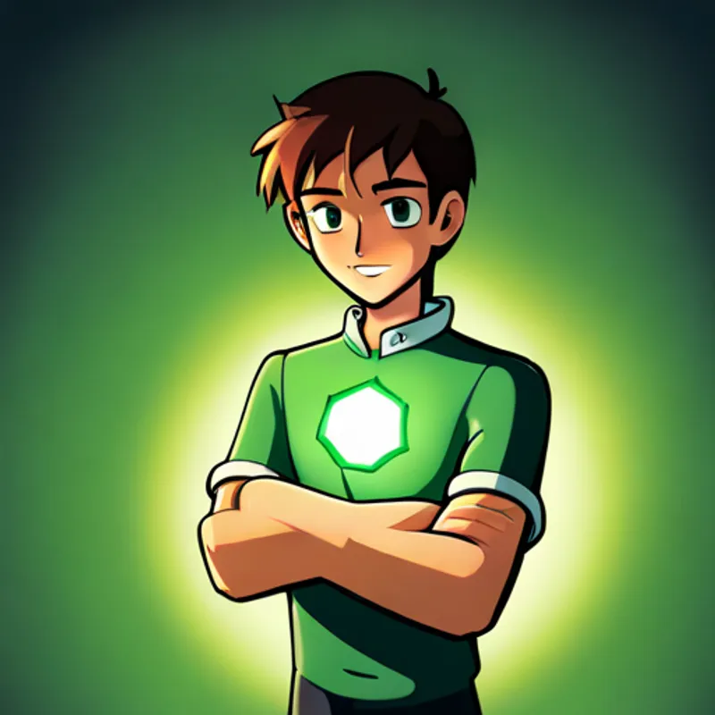Ben standing with the Omnitrix glowing brightly