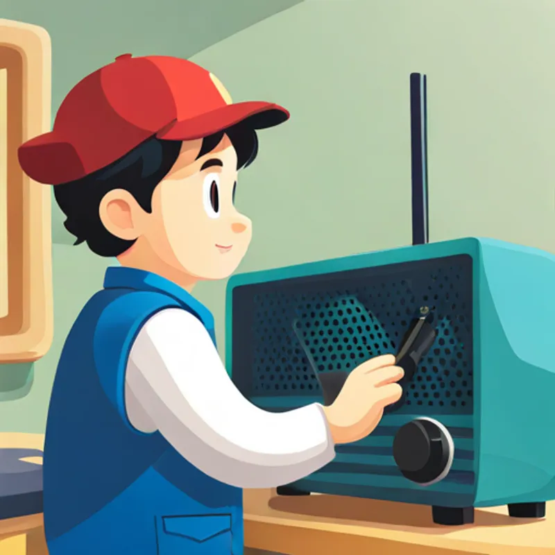 Ethan inserting the antenna into the radio