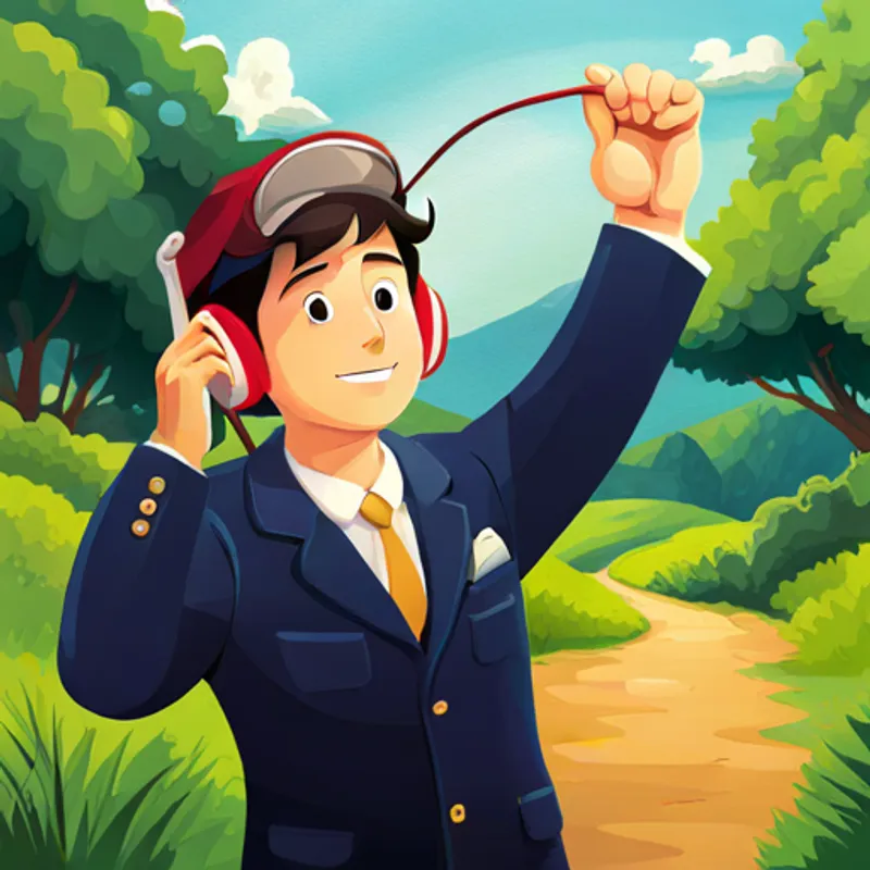 Ethan with the finished radio, waving goodbye