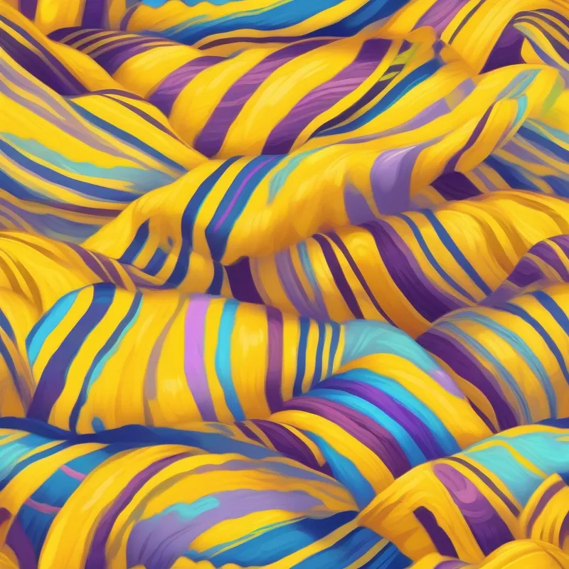 Yellow blanket with purple and blue stripes exploring Dreamland.