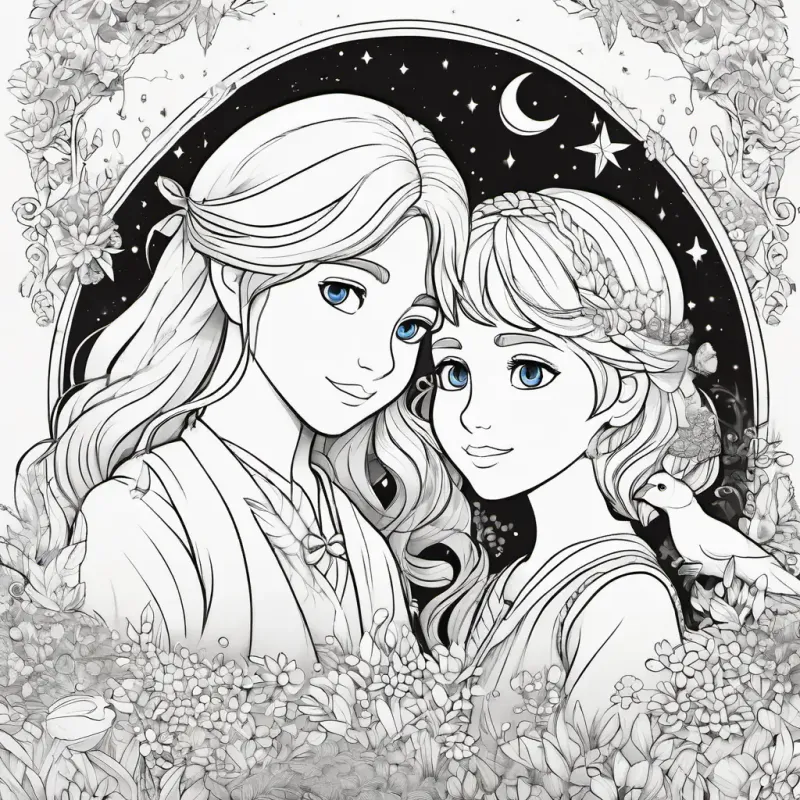 Luna - Fair skin, sparkling blue eyes, silver hair comforts conejito, they start a magical journey together.