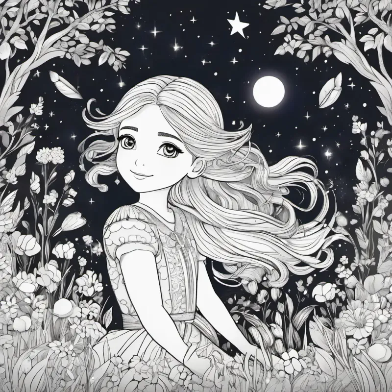 Luna - Fair skin, sparkling blue eyes, silver hair y conejito play by the silver river, dancing under stars.