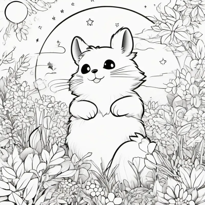 Conejito - Fluffy, white fur, bright, twinkling brown eyes smiles, magical friendship like the moon, heartwarming ending.