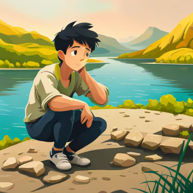 Henry searching in different places, looking sad