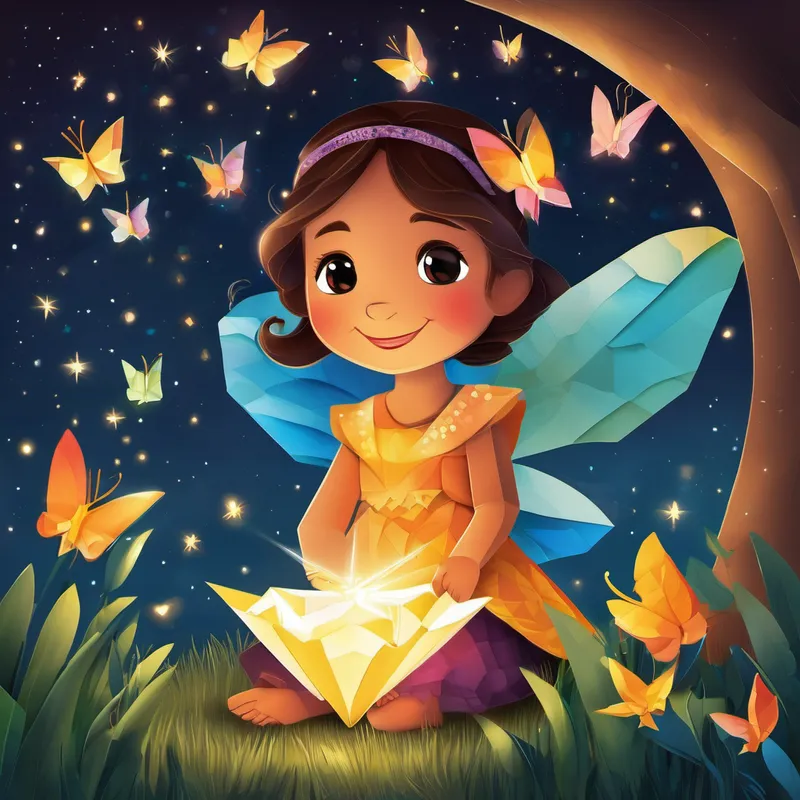 From that day on, Twinkle spent her nights guiding lost creatures back to their homes. Every time she saw their smiles, she felt her little heart glow with joy. Twinkle learned that kindness shines brighter than any glow, and that made her the happiest firefly in the world. And so, dear little dreamer, the story of Twinkle the Magical Firefly reminds us that sometimes, the best kind of light doesn't come from a bright shine but from the warmth and kindness we show others. Always remember, my sweet child, that kindness is the truest light that can brighten even the darkest of paths.