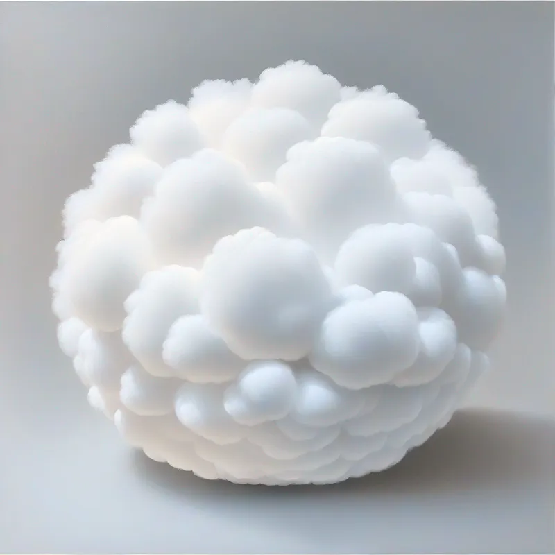 Fluffy is a cloud with a round shape, made of fluffy white material. as a round ball, Puffy is a cloud with a square shape, made of fluffy white material. as a square