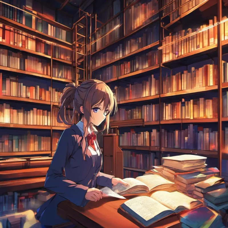 Alexis searches for a solution in the library.